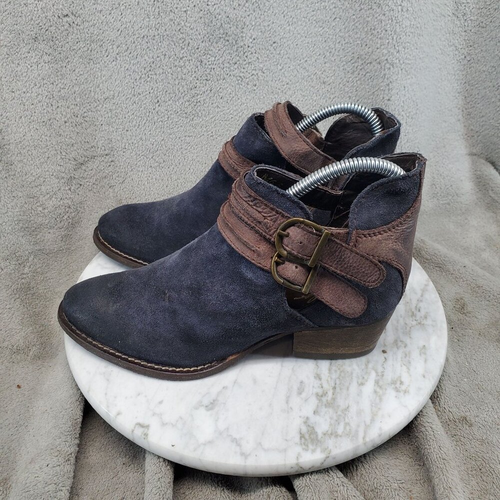 Rebels Shoes Womens Size 6.5 Navy Blue & Brown Leather Calista Ankle Boots